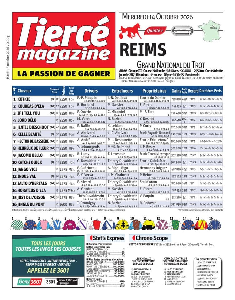 Couverture de l'édition du Mardi 13 octobre 2026