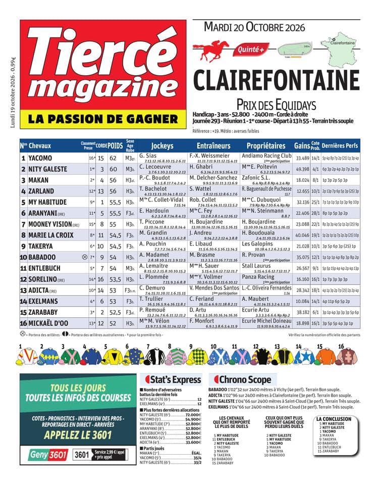 Couverture de l'édition du Lundi 19 octobre 2026