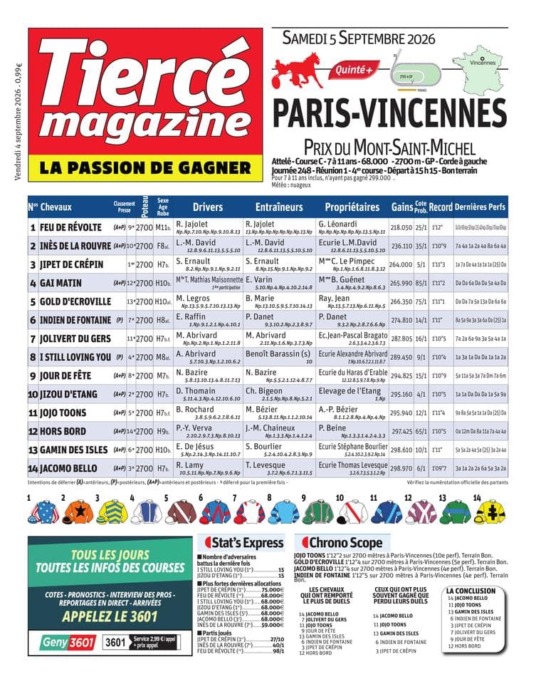 Couverture de l'édition du Vendredi 4 septembre 2026