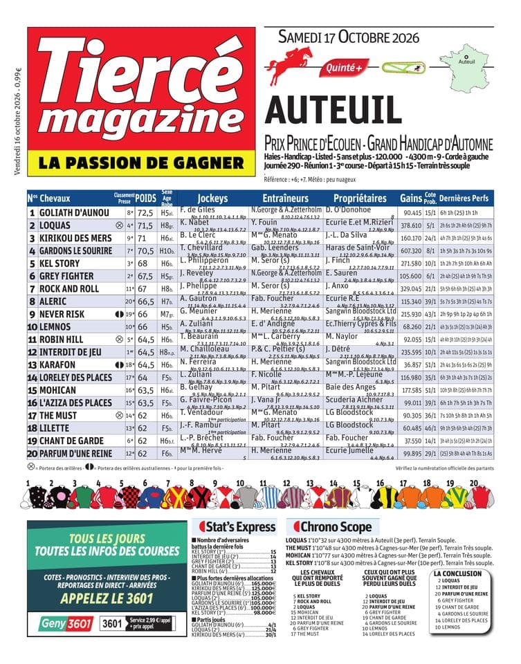 Couverture de l'édition du Vendredi 16 octobre 2026